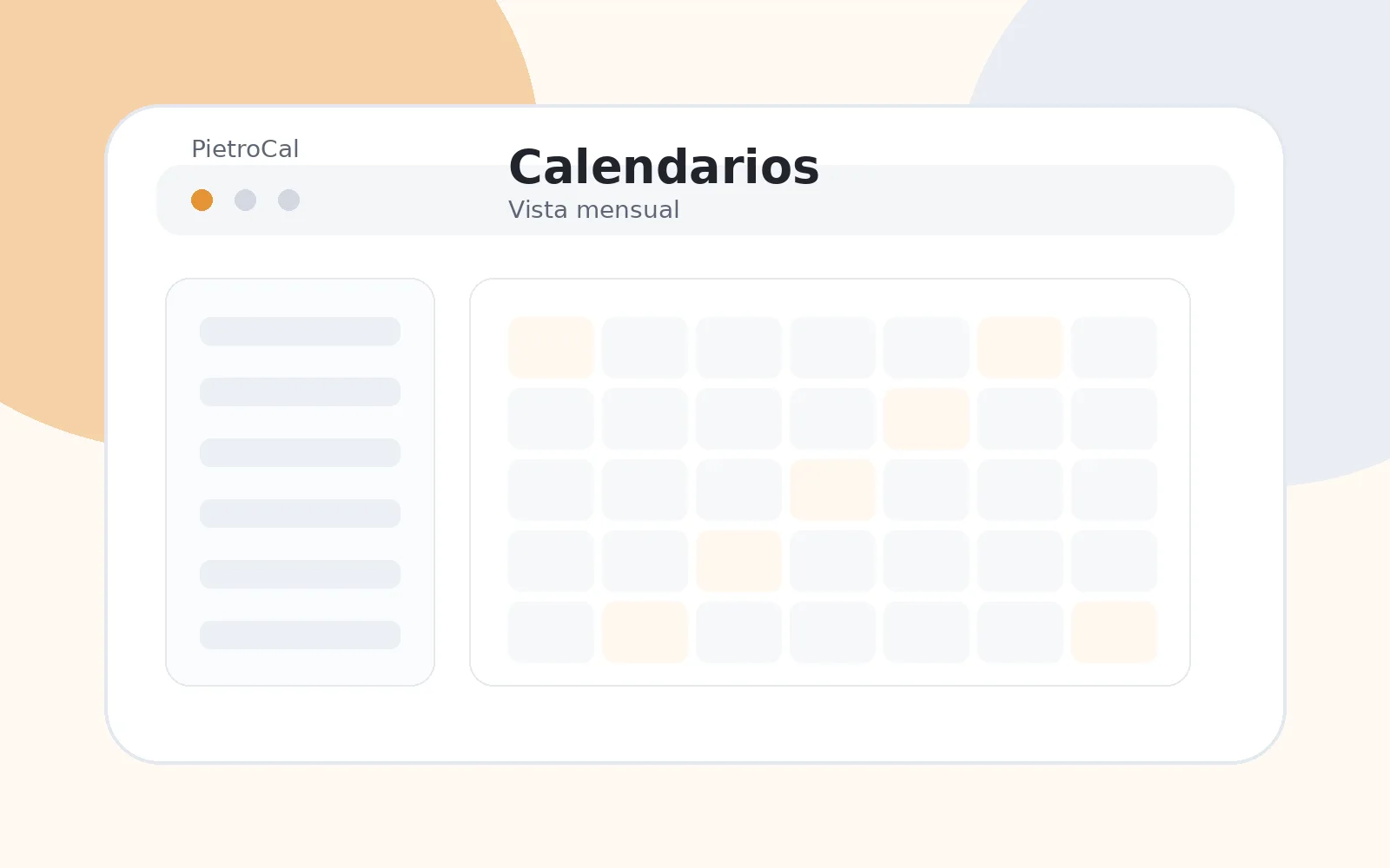 Vista mensual de calendarios en PietroCal